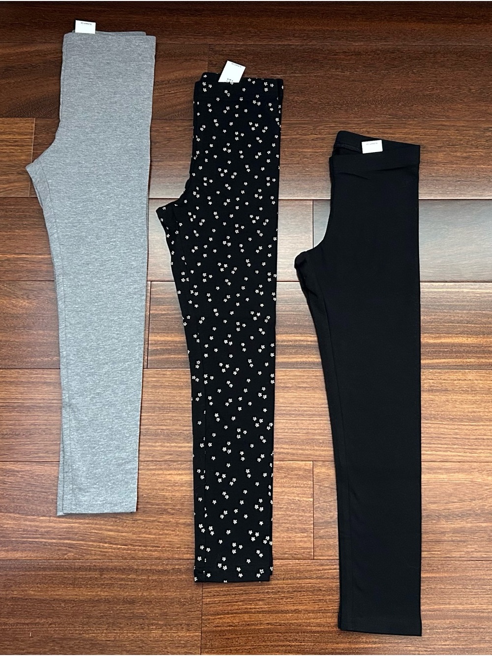 Old Navy Girls Black Floral & Gray Leggings Set